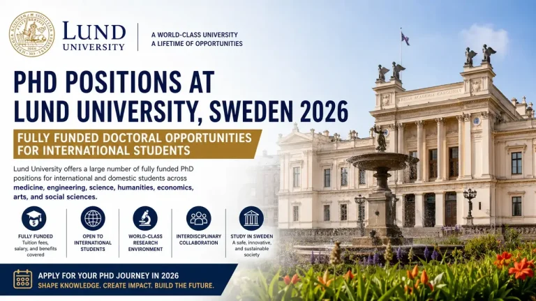 PhD Positions at Lund University, Sweden 2026: Fully Funded Doctoral Opportunities for International Students