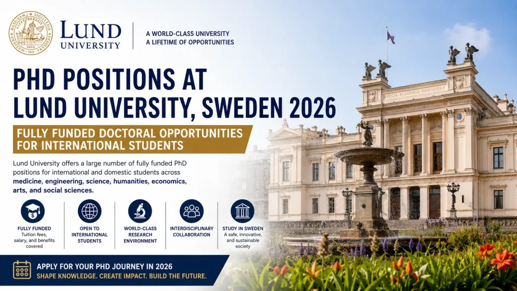 PhD Positions at Lund University, Sweden 2026: Fully Funded Doctoral Opportunities for International Students
