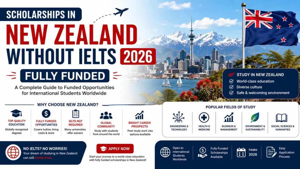 Scholarships in New Zealand Without IELTS 2026