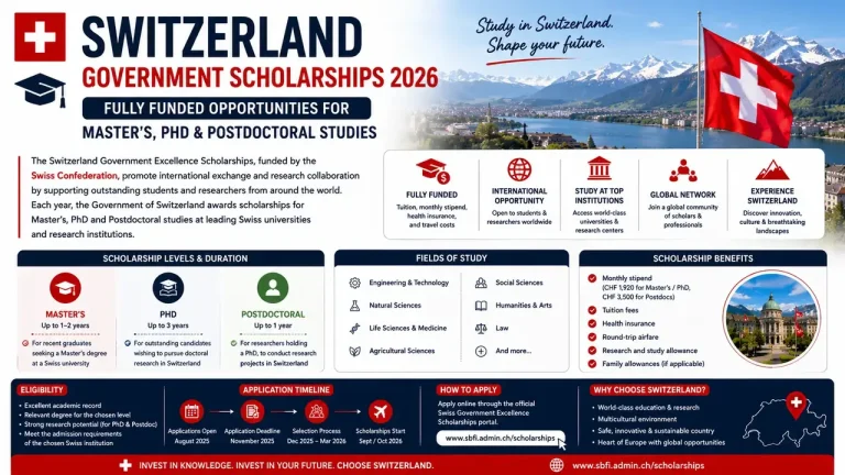 Switzerland Government Scholarships 2026