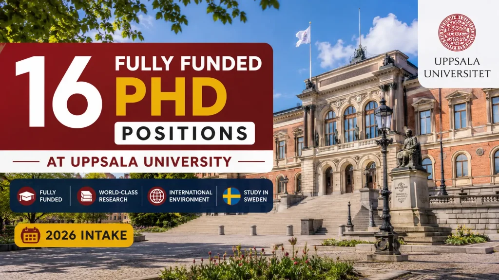 16 Fully Funded PhD Positions at Uppsala University in Sweden (2026)